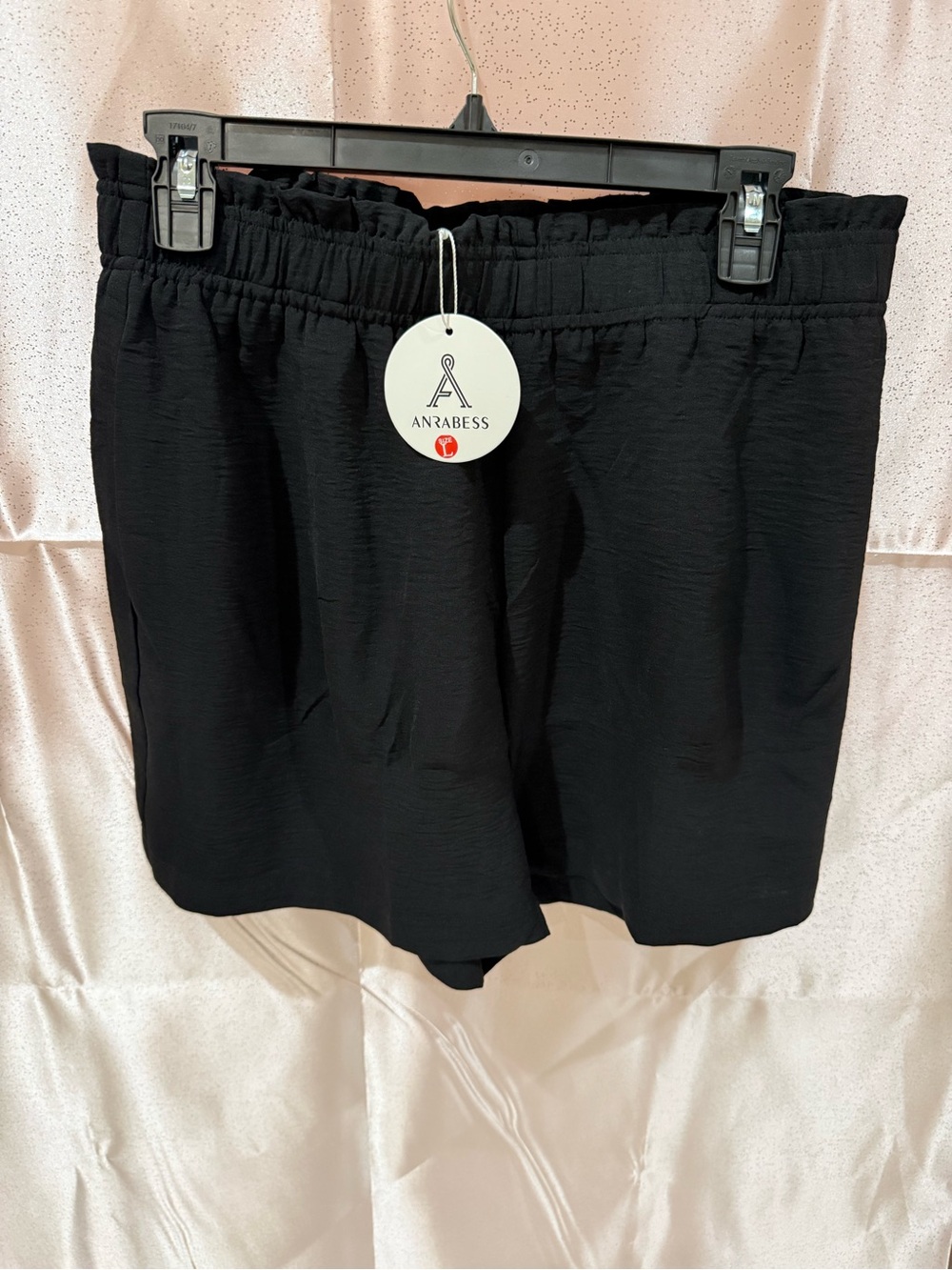 ANRABESS Black Women's Elastic Waist Shorts